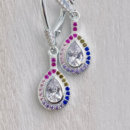 Teardrop Multicolored Halo Drop