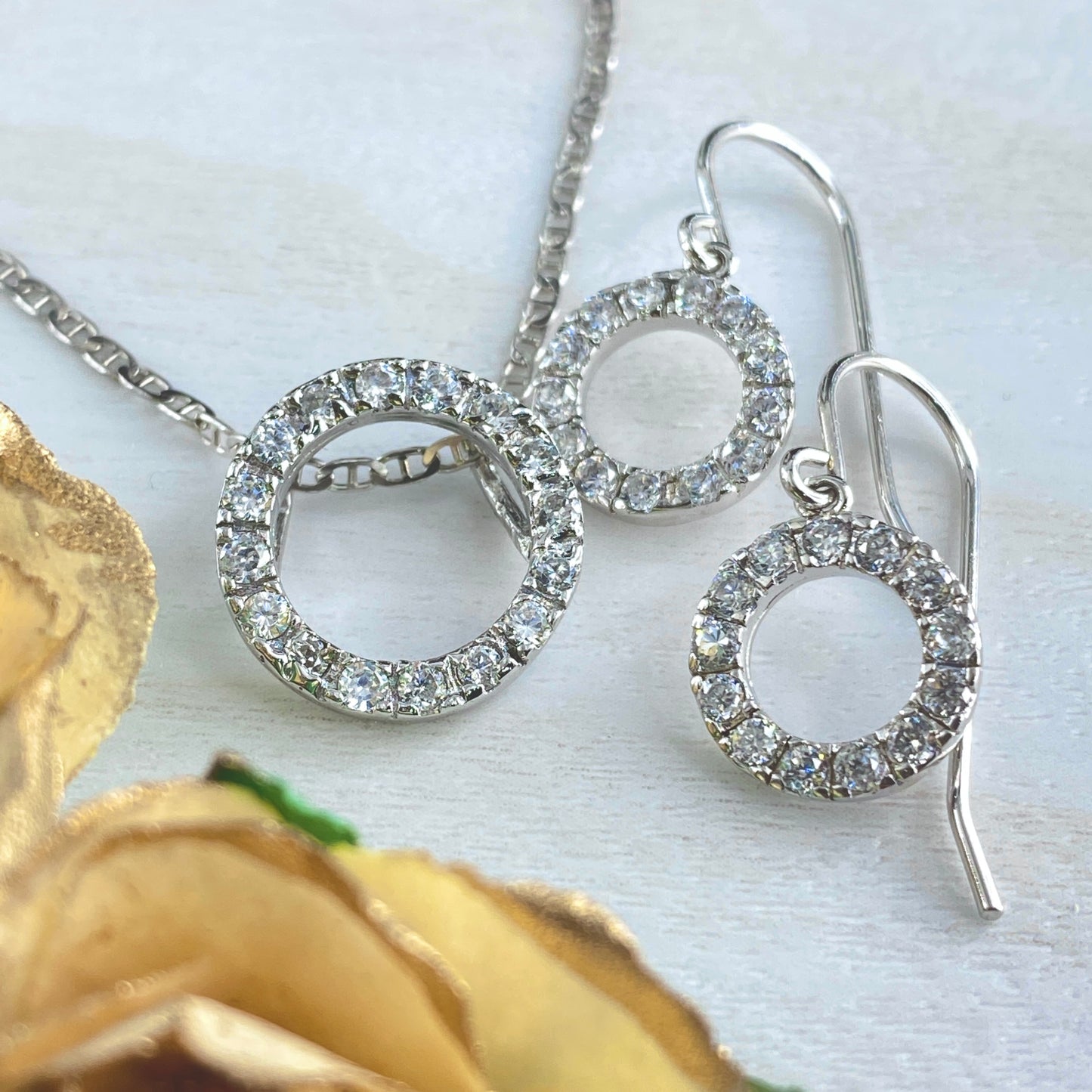 Halo Circle Stud and Pendant Set