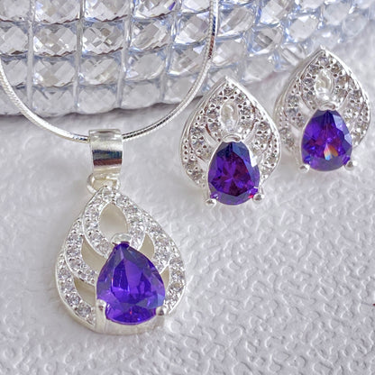 Mystic Purple Teardrop Halo Stud