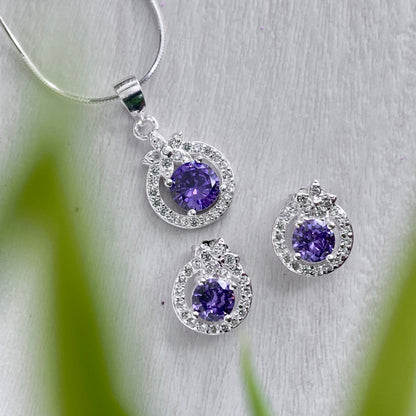 Mystic Purple Round Halo Stud