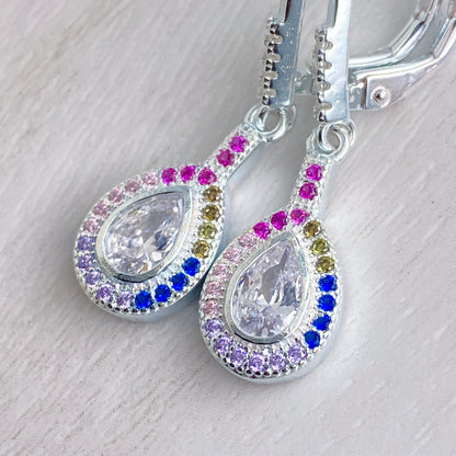 Teardrop Multicolored Halo Drop